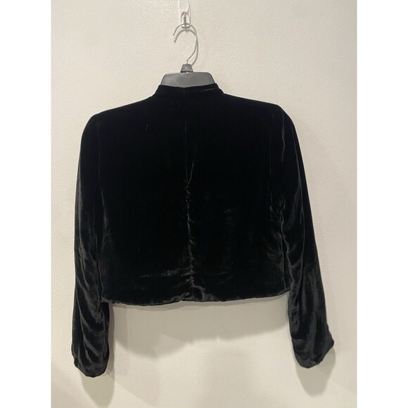 Reformation Black Velvet Cropped Bolero Jacket Open Front Whimsigoth Sz XS - Picture 8 of 8